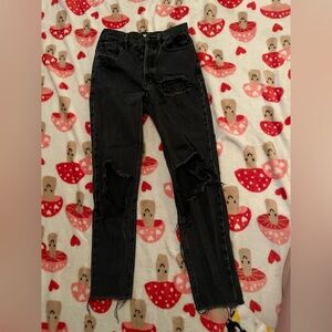 Distressed Black Women Jeans